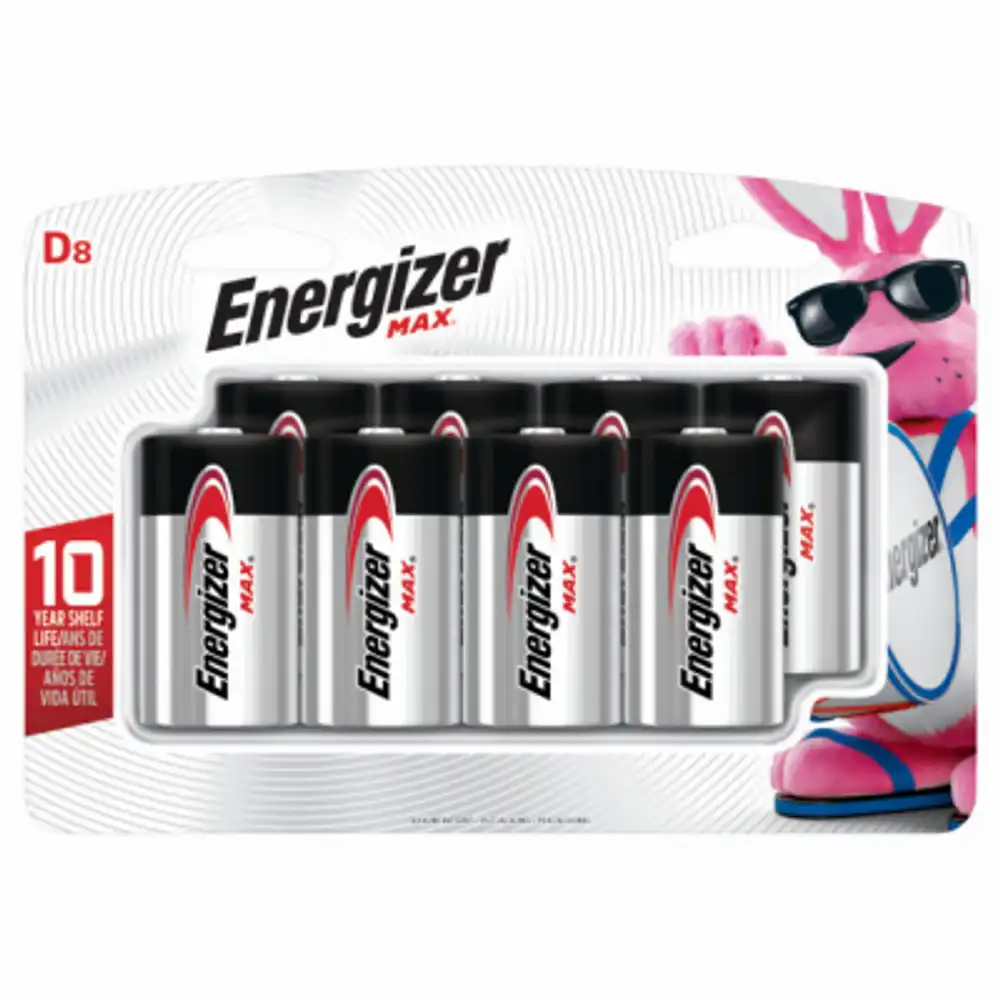 max d cell alkaline batteries, 8 pack
