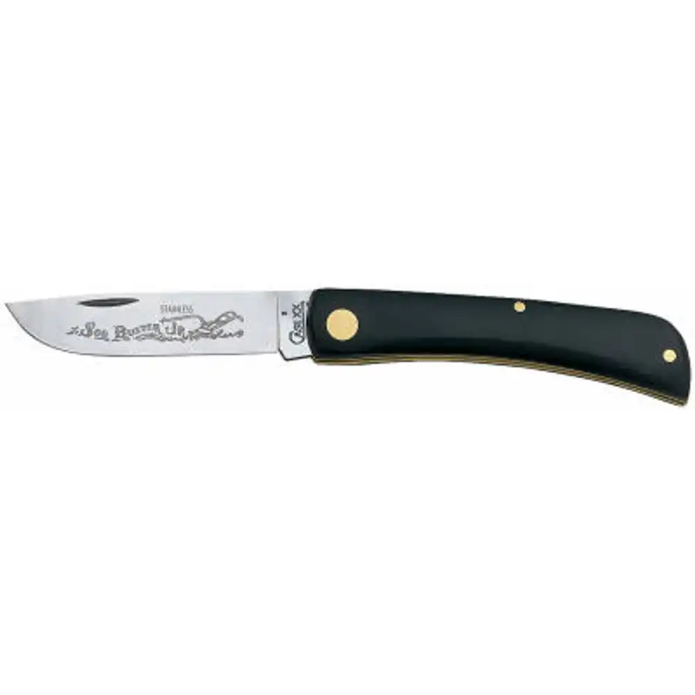 sod buster jr. utility knife, with etching, stainless steel/black, 3-5/8-in. blade