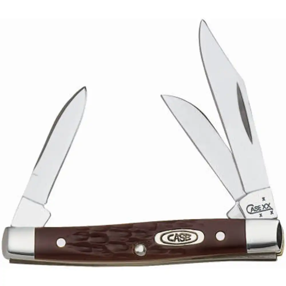 stockman pocket knife with clip, stainless steel/brown, 2-5/8-in. closed