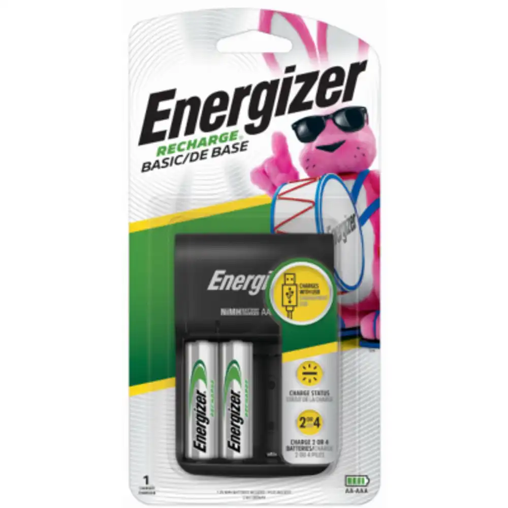 battery charger for aa & aaa rechargeable batteries + 2 aa batteries