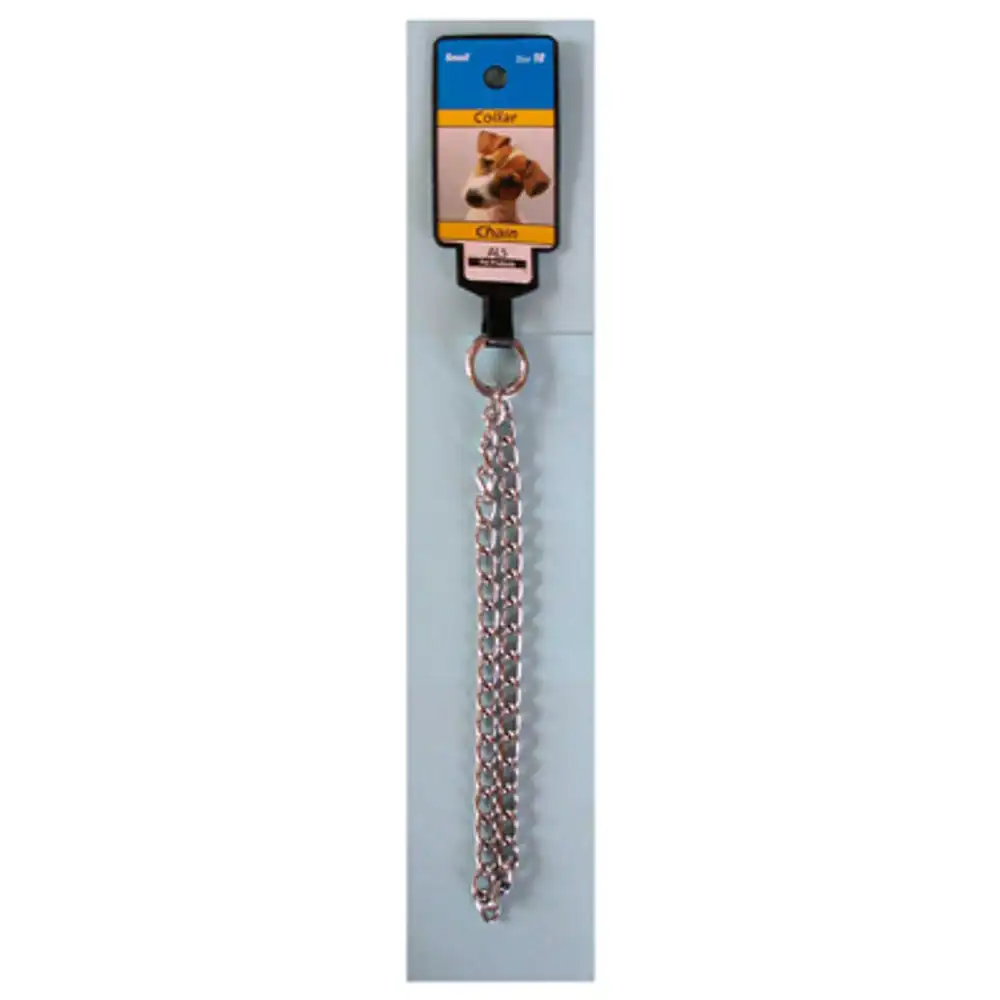 dog collar, medium weight chain, small, 16-in.