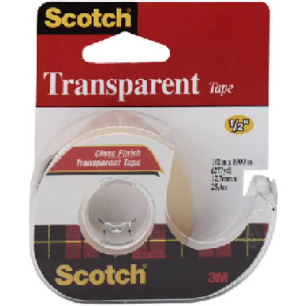 transparent tape + dispenser, 1/2 x 1,000 in.