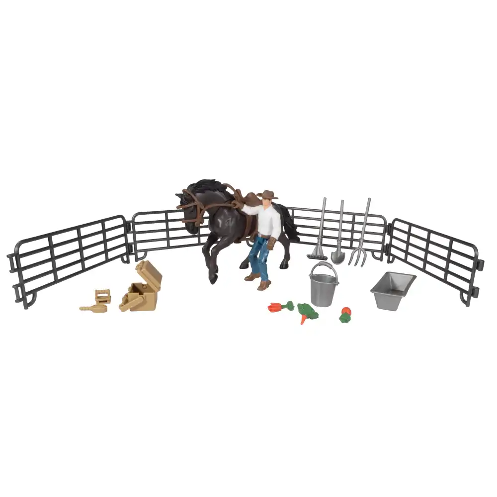 big country adventure 20-piece horse with cowboy playset