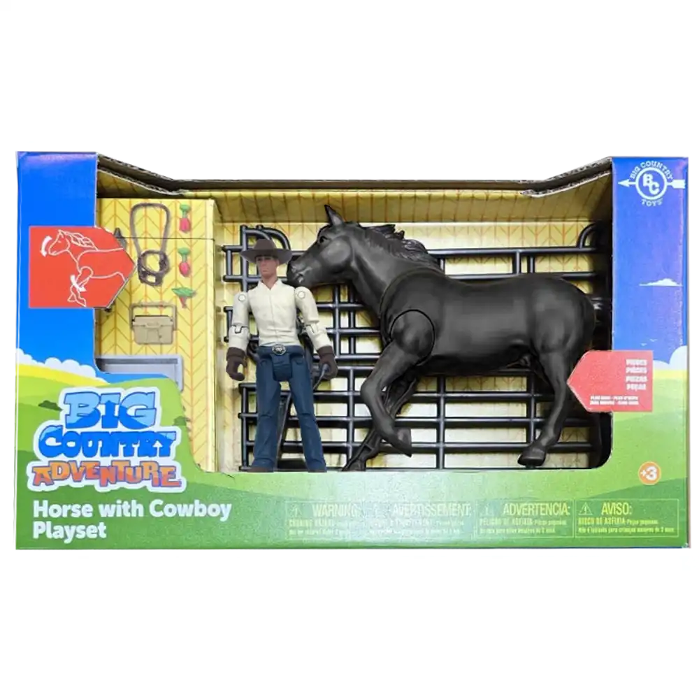 big country adventure 20-piece horse with cowboy playset