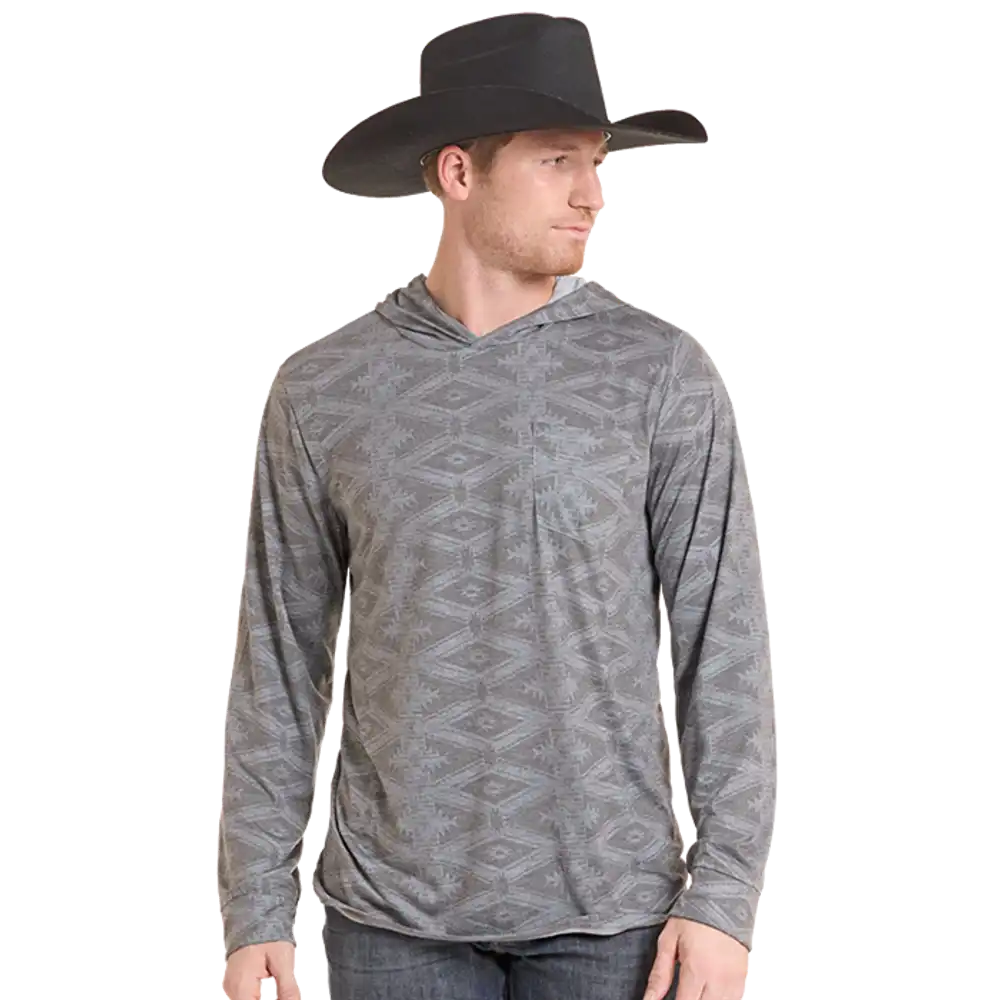 aztec lightweight hoodie with pocket - charcoal