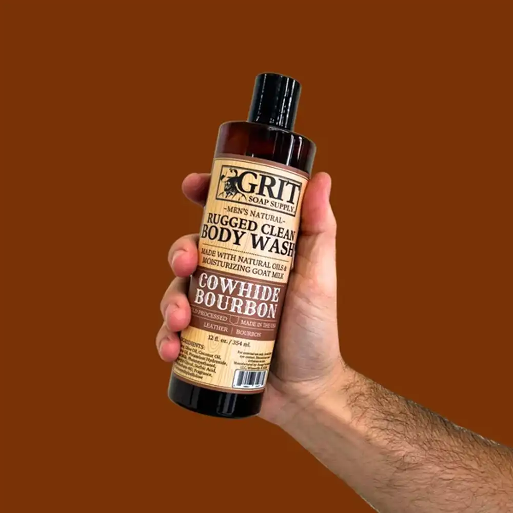 cowhide & bourbon goat milk body wash – 12oz.