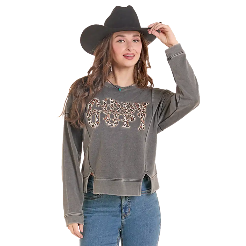 graphic pullover with vents - charcoal