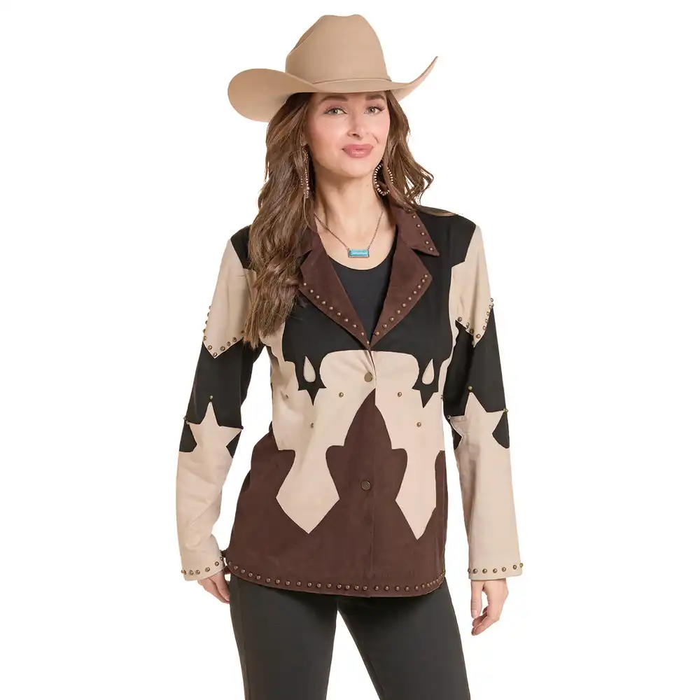 western studded microsuede jacket - natural