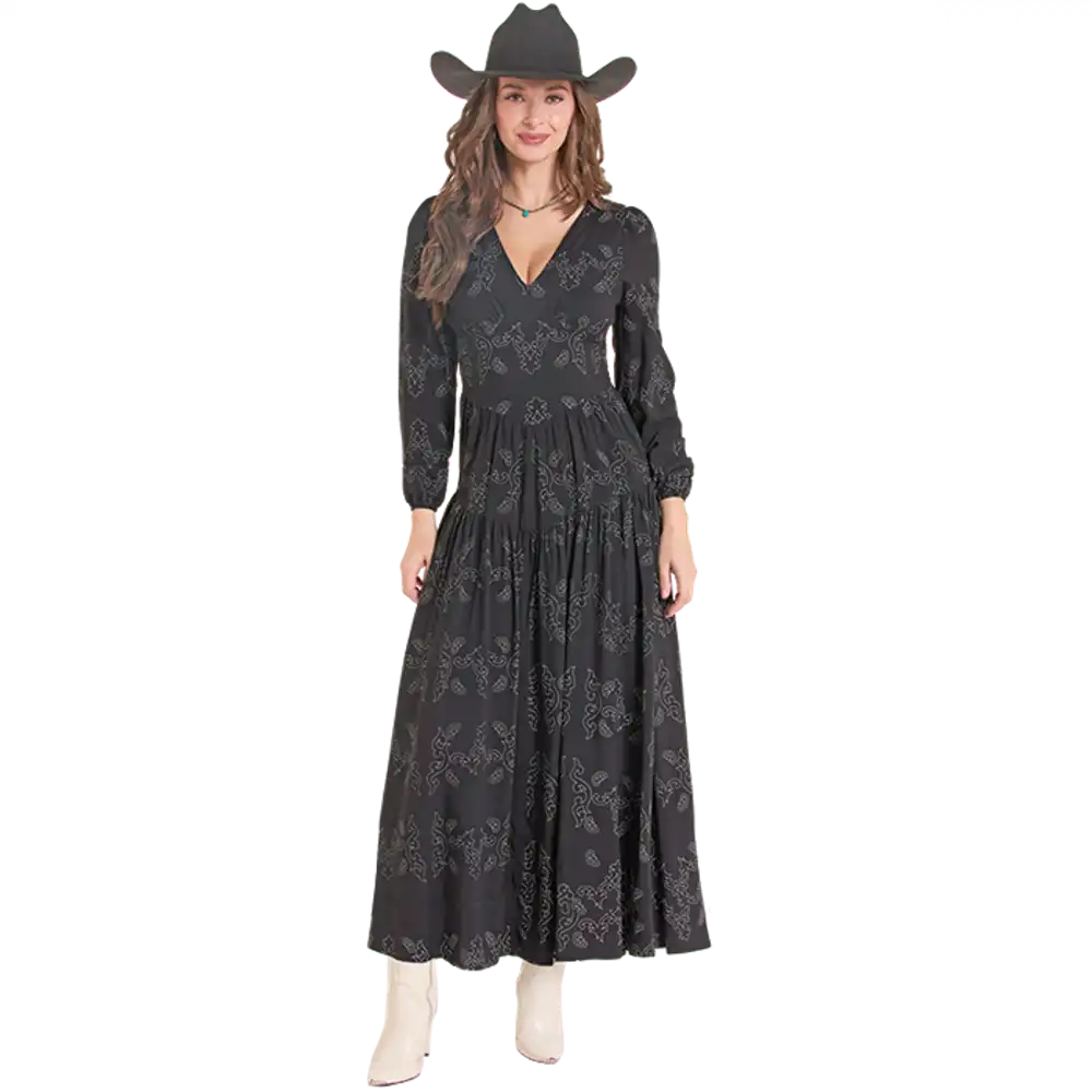 bootstitch print dress - black