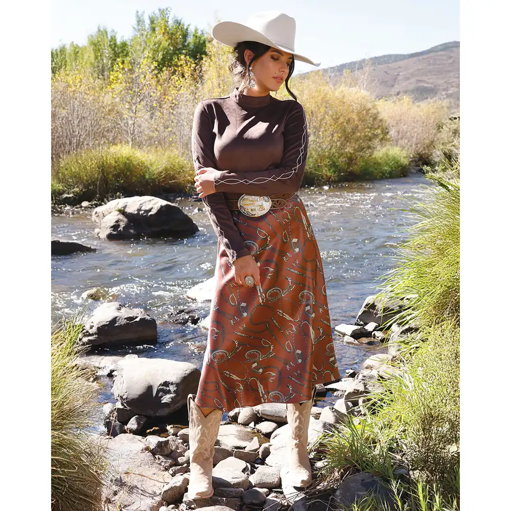 women's classic satin midi skirt - burgundy