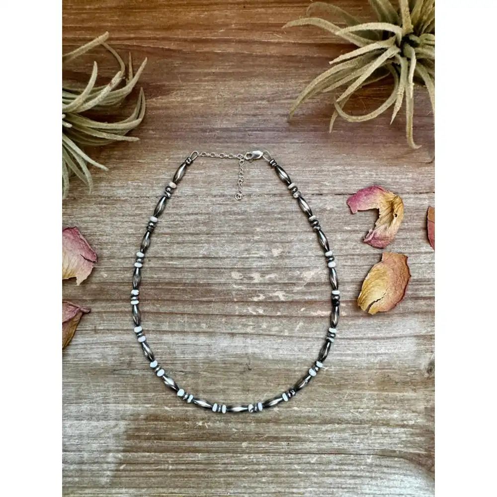white buffalo torpedo choker sterling silver pearls
