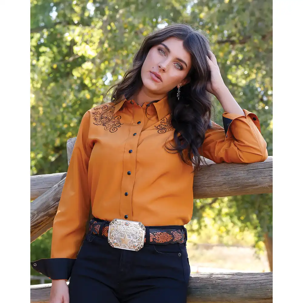 women's classic fit long sleeve shirt - copper