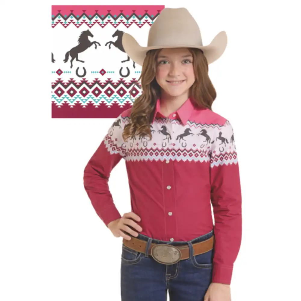 girl's horse border print shirt