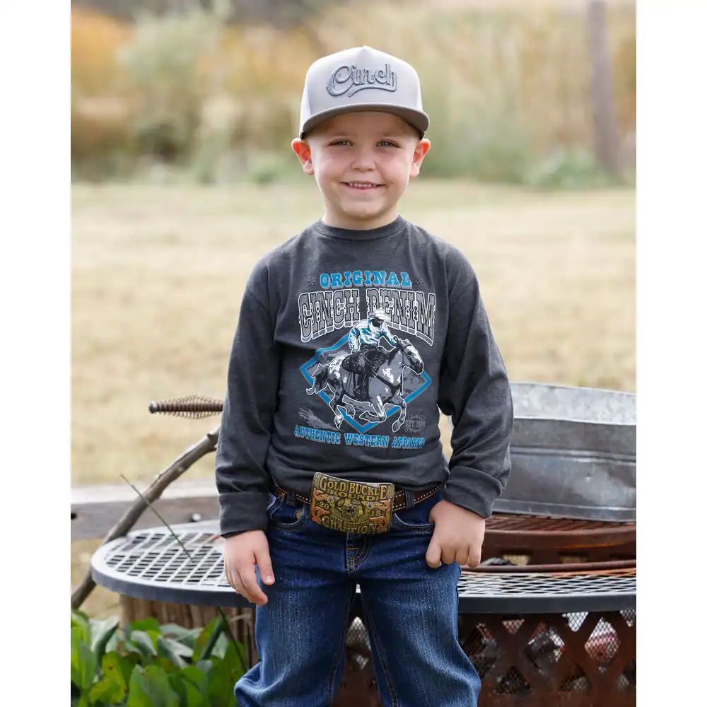 boy's long sleeve tee - charcoal