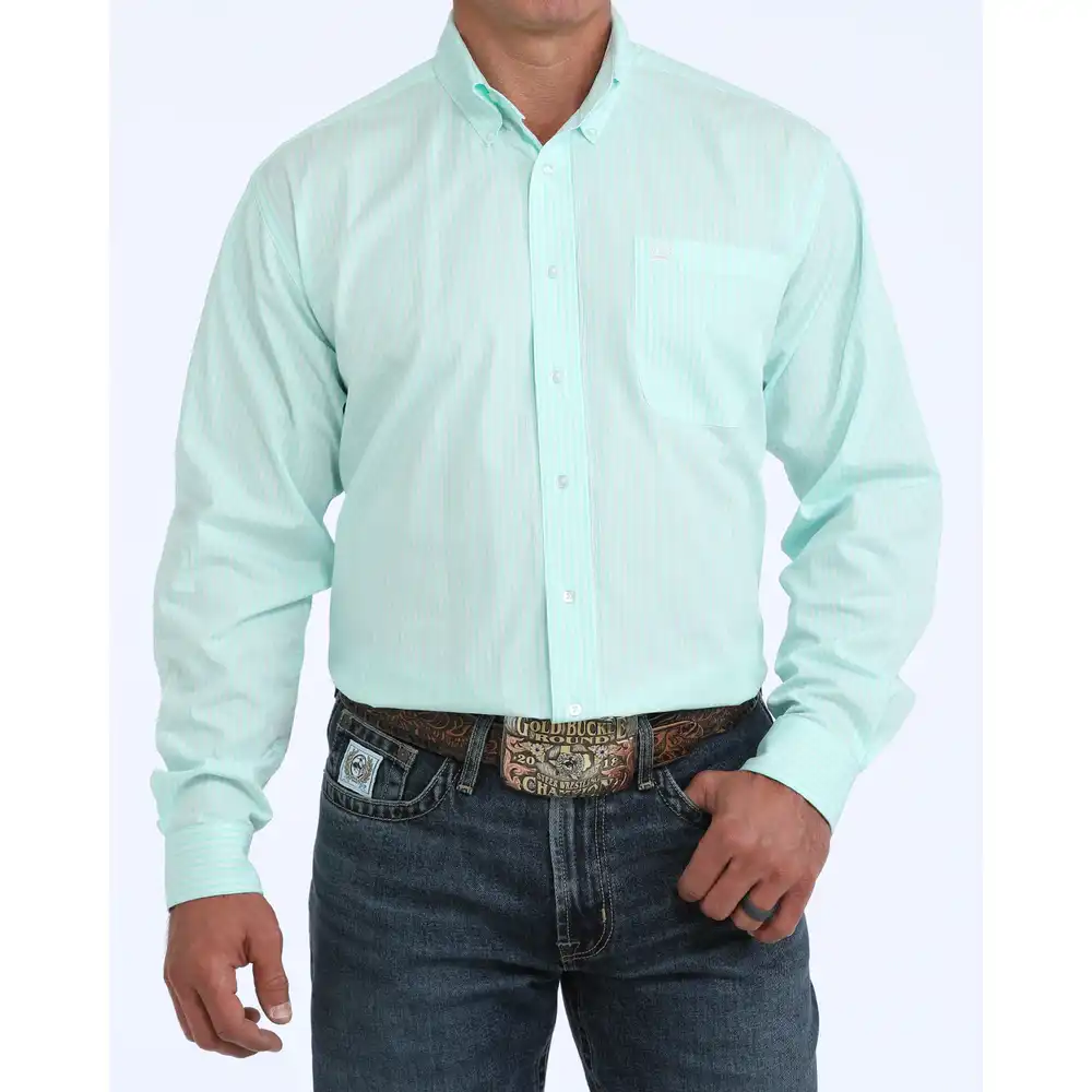 men's long sleeve classic shirt - turquoise