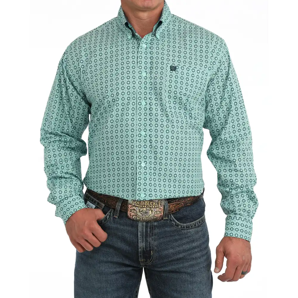 men's long sleeve classic shirt - turquoise