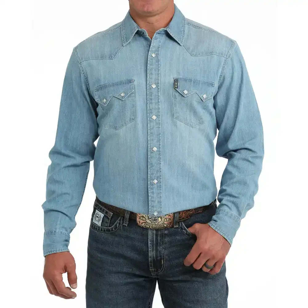 men's modern long sleeve shirt - denim