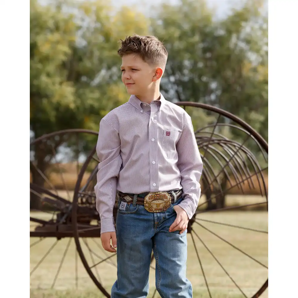 boy's long sleeve tencel shirt - white