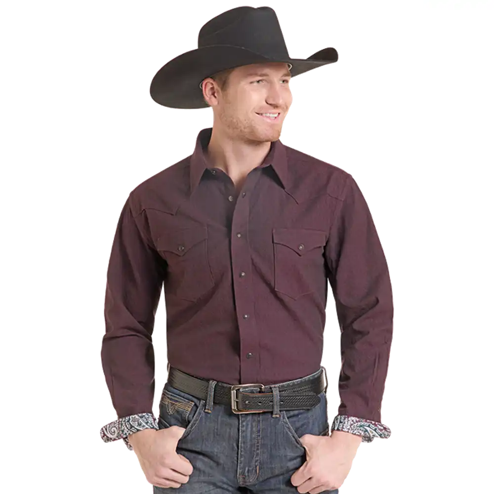men's solid jacquard shirt - pomegranate