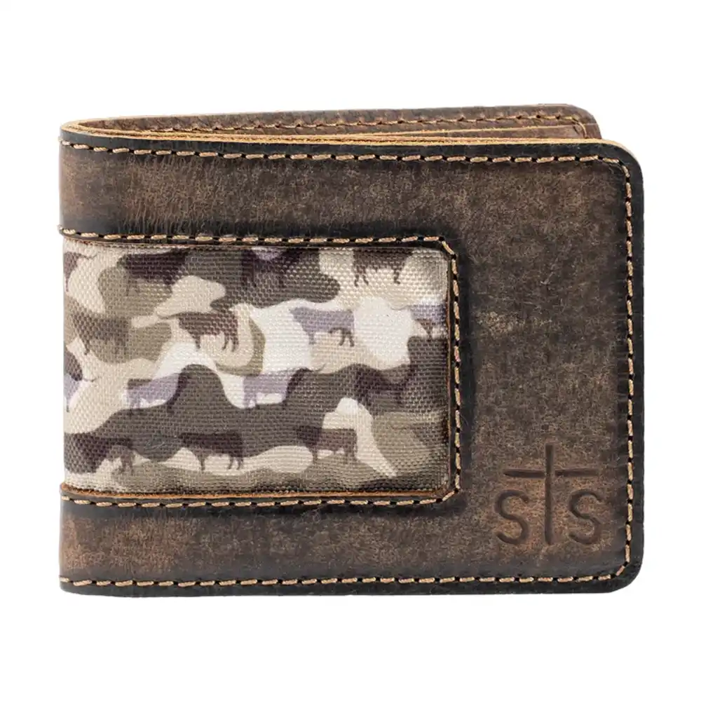 bull camo bifold wallet