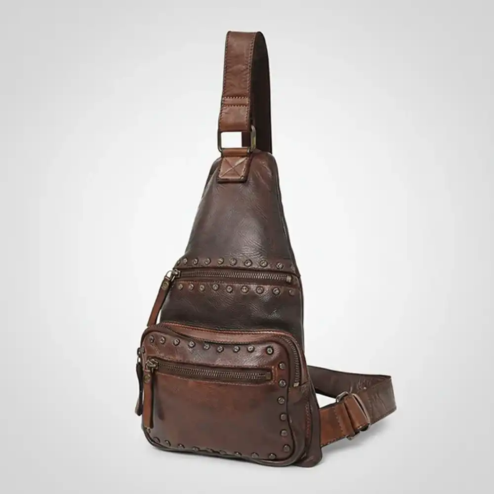 swc191 caldera - full grain leather sling bag