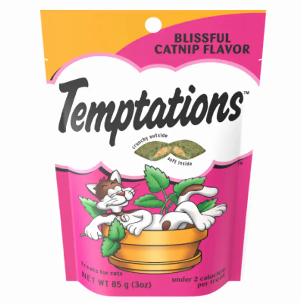 temptations cat treat, catnip flavor, 3 oz.