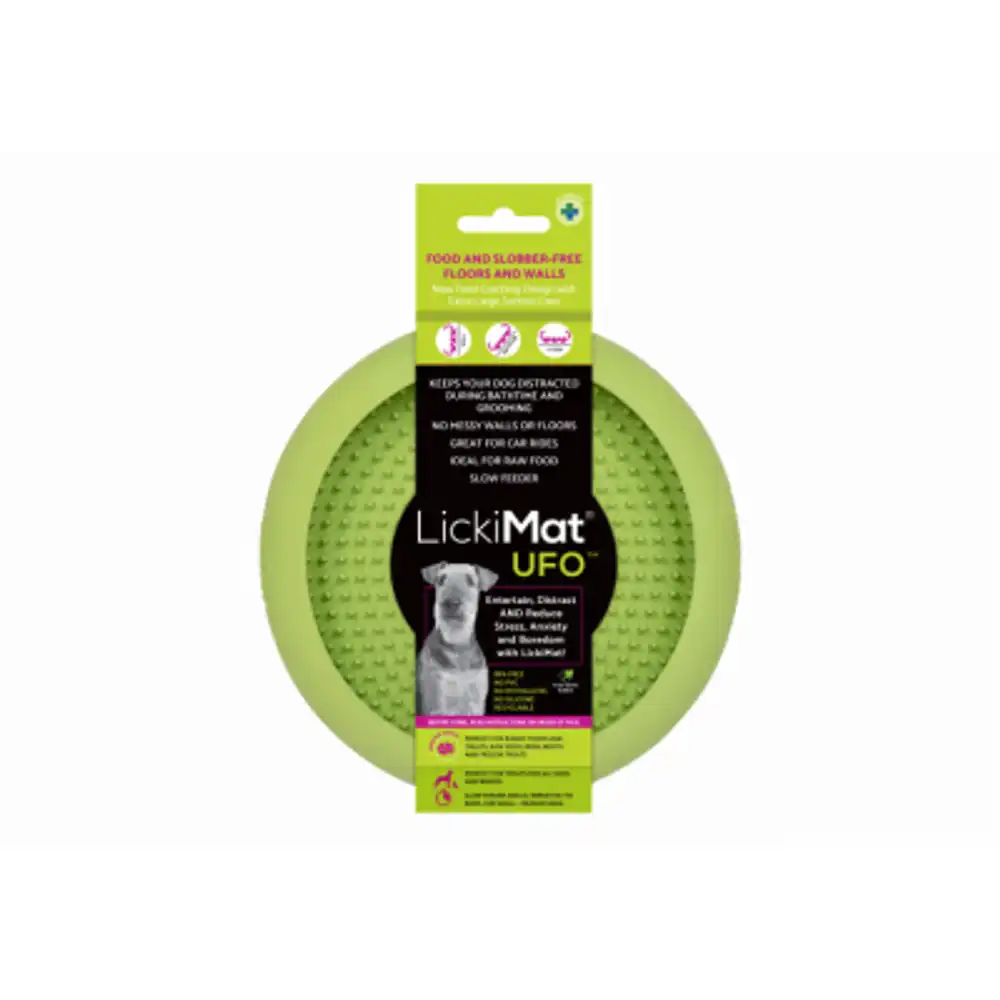 ufo dog bowl, suction cup attachment, green