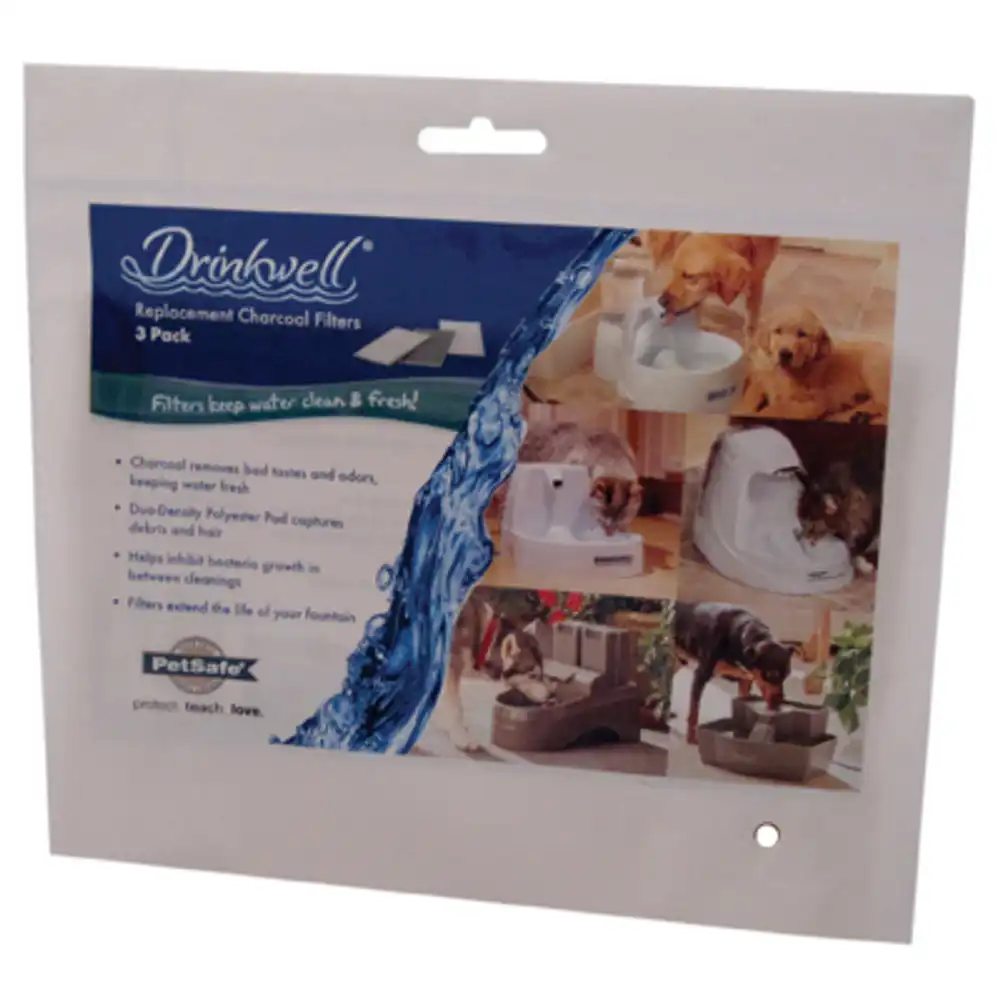 drinkwell charcoal replacement filter, for pet fountains, 2-section, 3-pk.