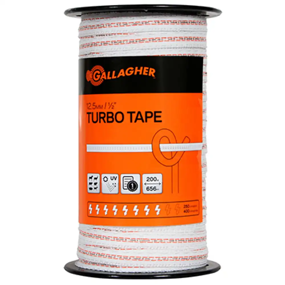 electric fence turbo tape, white, 1/2-in. x 656-ft.