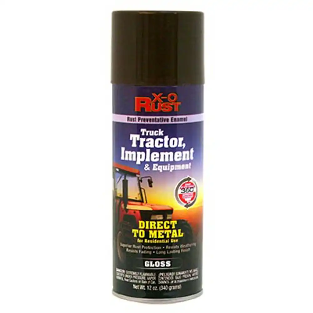 rust-preventative spray paint & primer, direct-to-metal, truck, tractor, implement & equipment, rustic brown, 12 oz.