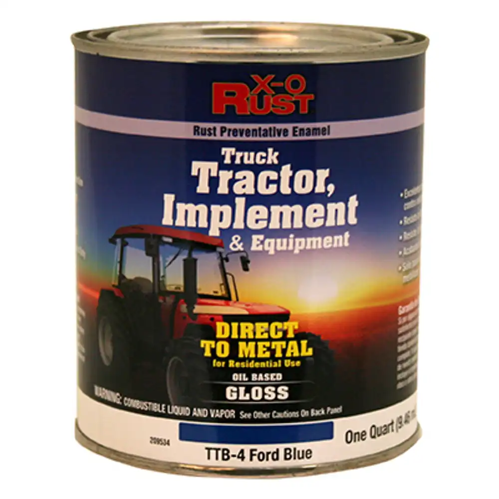 rust-preventative paint & primer, direct to metal, truck, tractor, implement & equipment, ford blue, 1 qt.