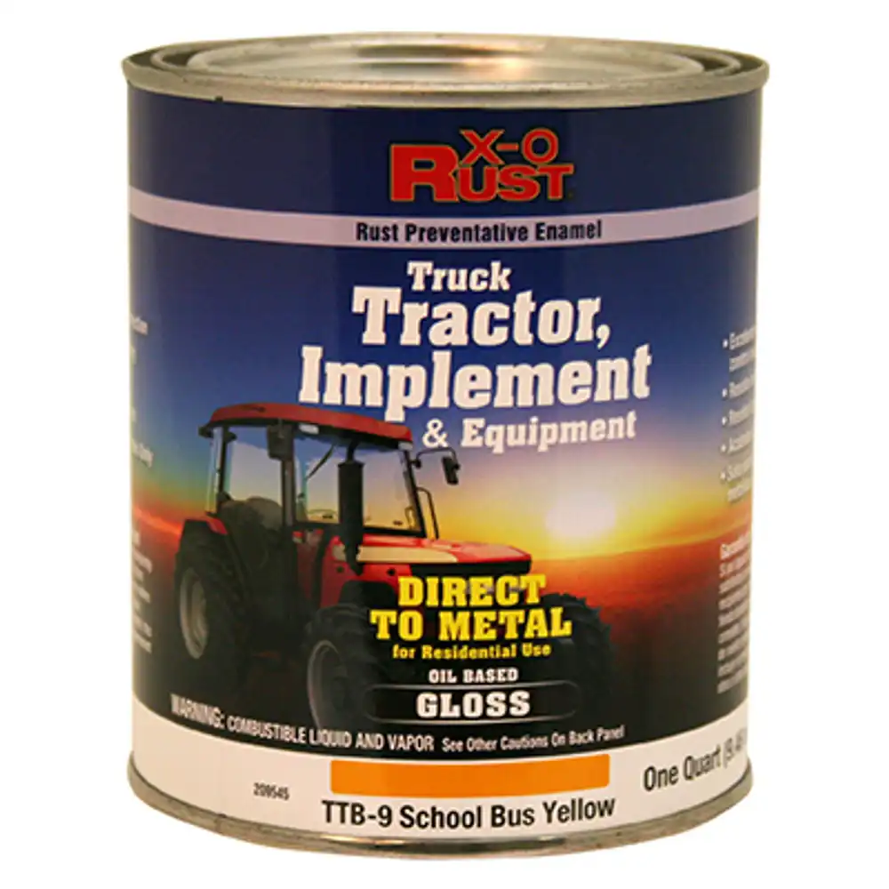 rust-preventative paint & primer, direct to metal, truck, tractor, implement & equipment, school bus yellow, 1 qt.