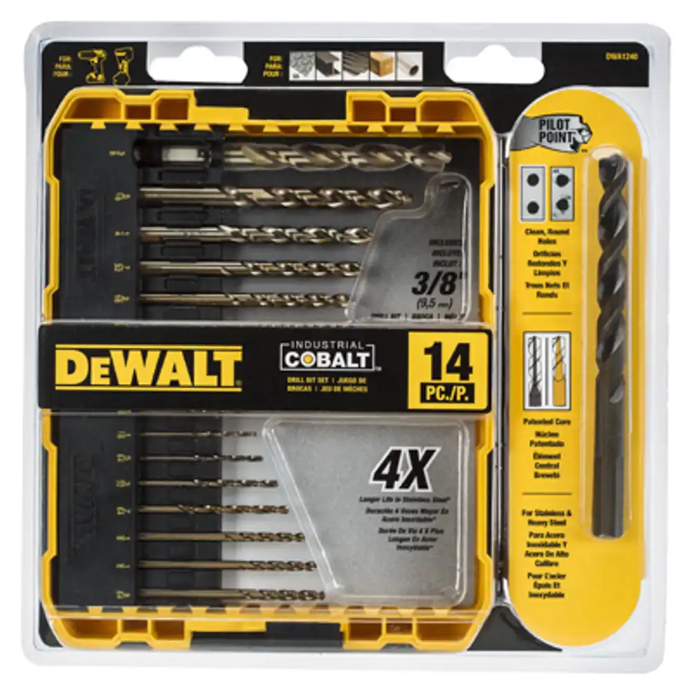 14-pc. cobalt pilot point drill bit set