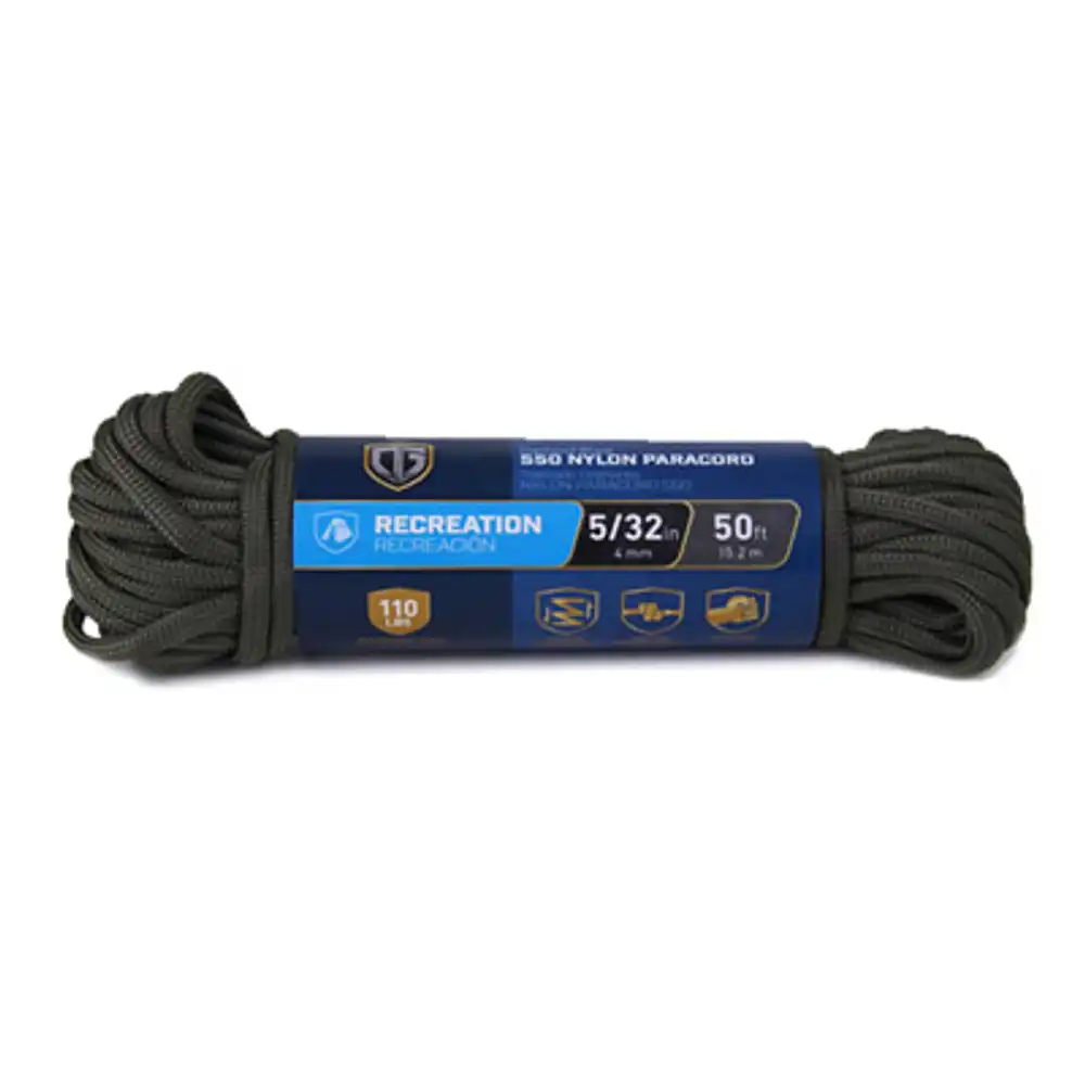 para cord 550 nylon rope, olive, 5/32 in. x 50 ft.