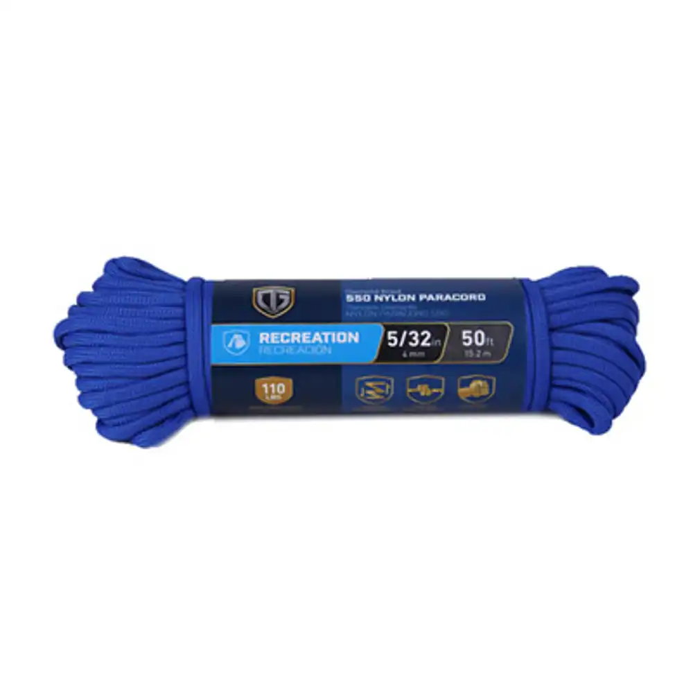 para cord 550 nylon rope, blue, 5/32 in. x 50 ft.