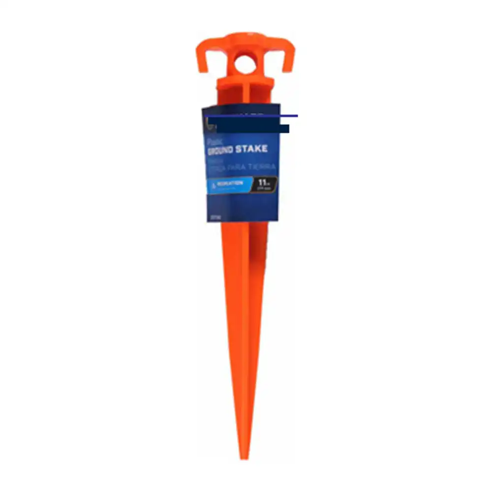 ground stake, bright orange plastic, 11 in.
