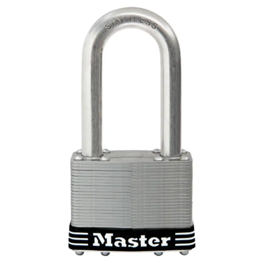 keyed laminated padlock, stainless steel, 2.5-in., 2.5-in. long shackle