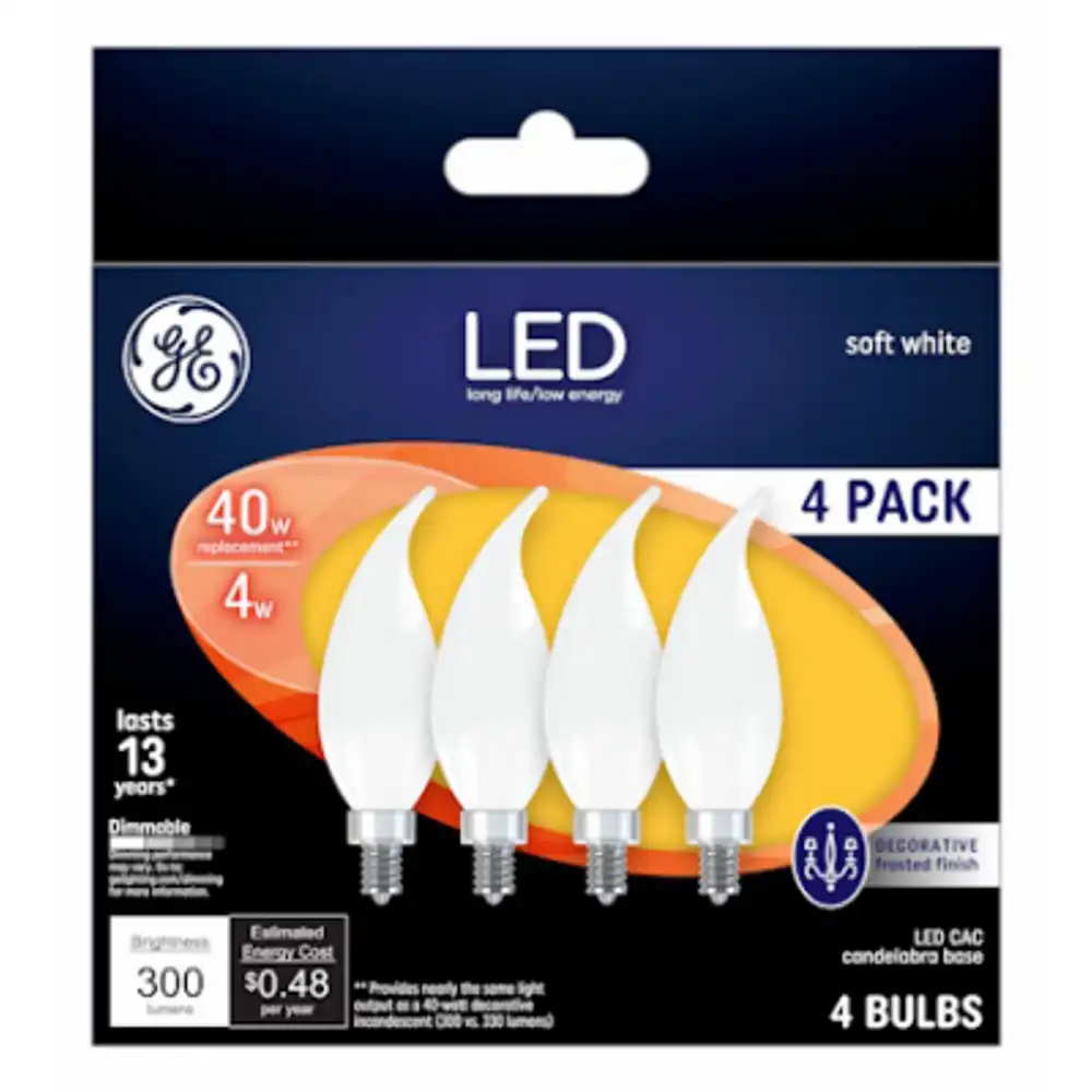 led decorative light bulb, frosted, 4 watt, 4-pk.