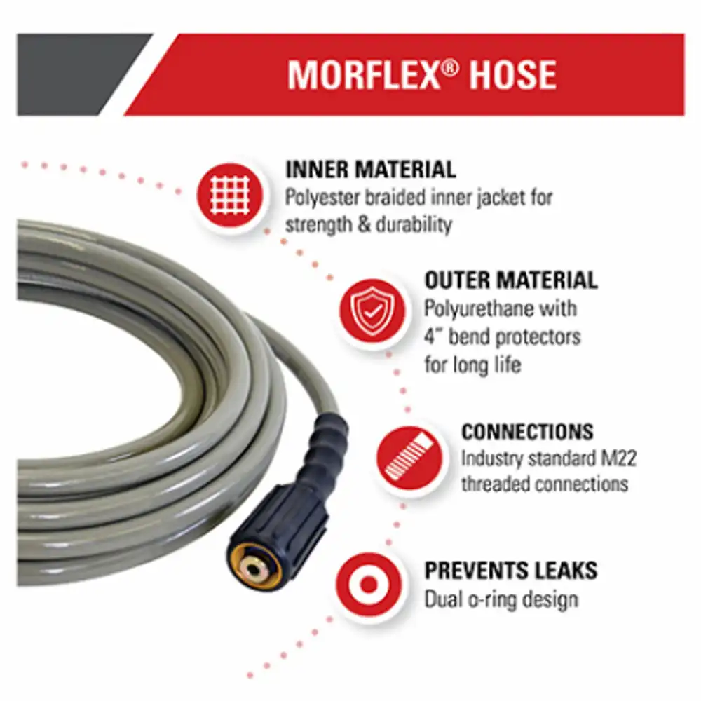 morflex pressure washer hose, rated up to 3700 psi, 5/16-in. x 25-ft.