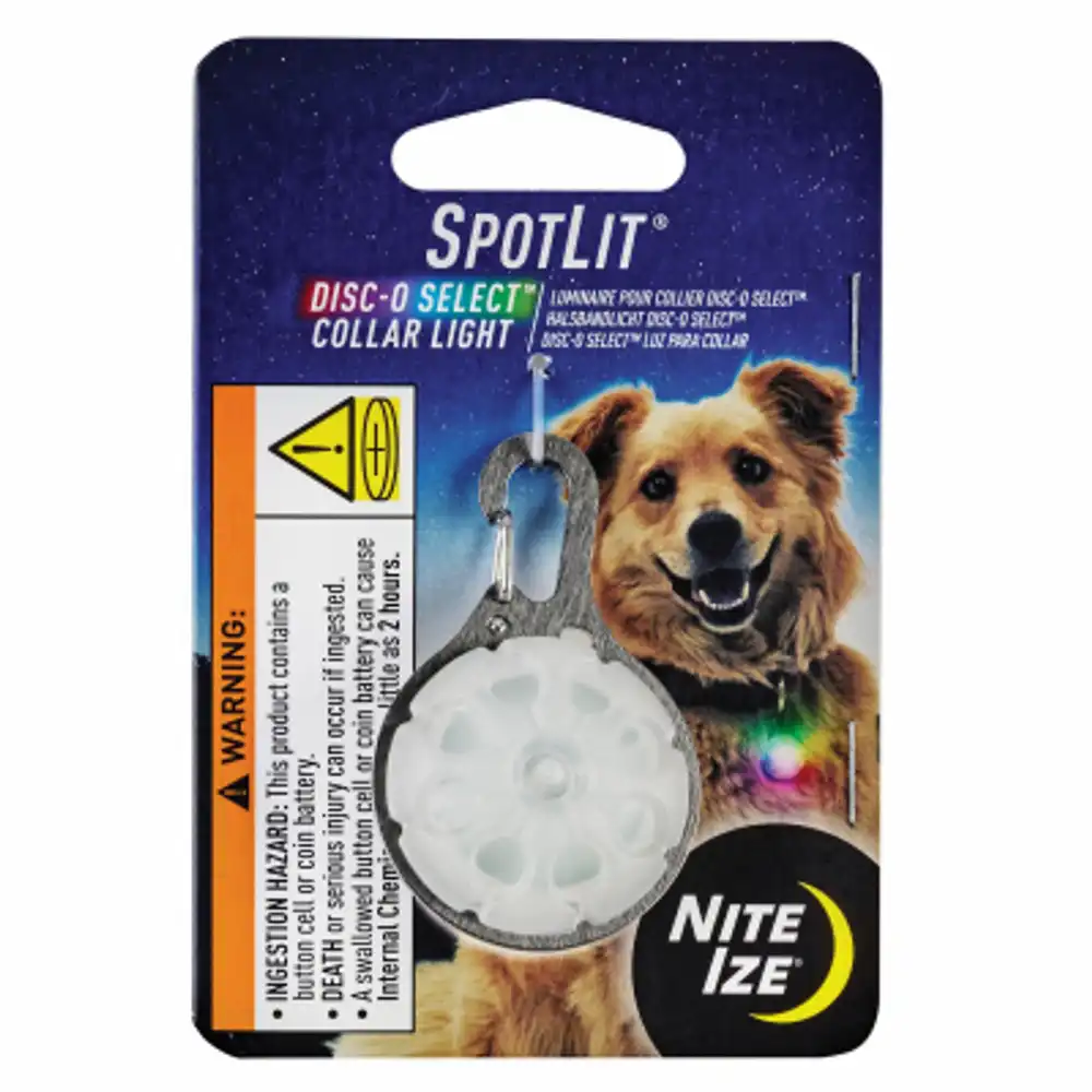 spotlit disc-o select dog collar light, multi-color