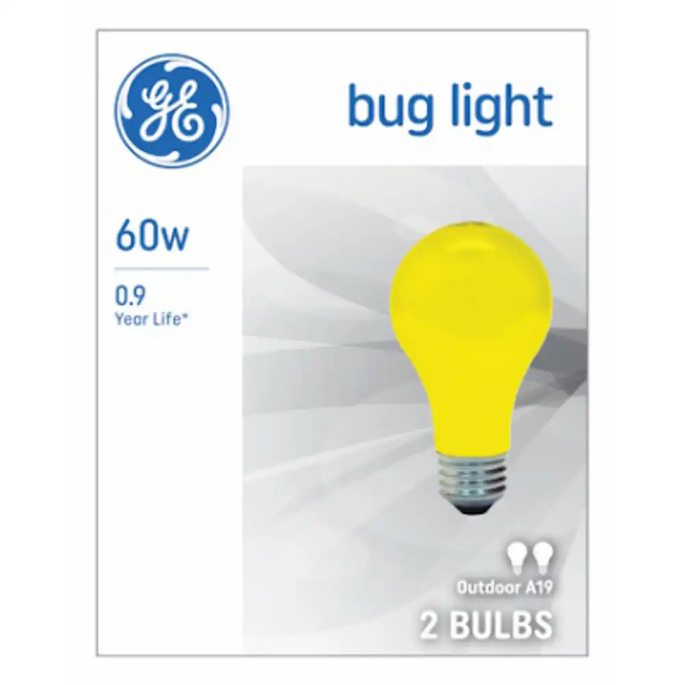 yellow bug lights, medium base, 60 watts, 2-pk.