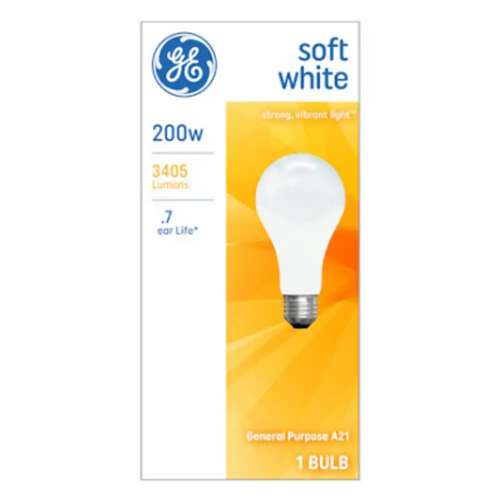 soft white light bulb, a21, 200 watt