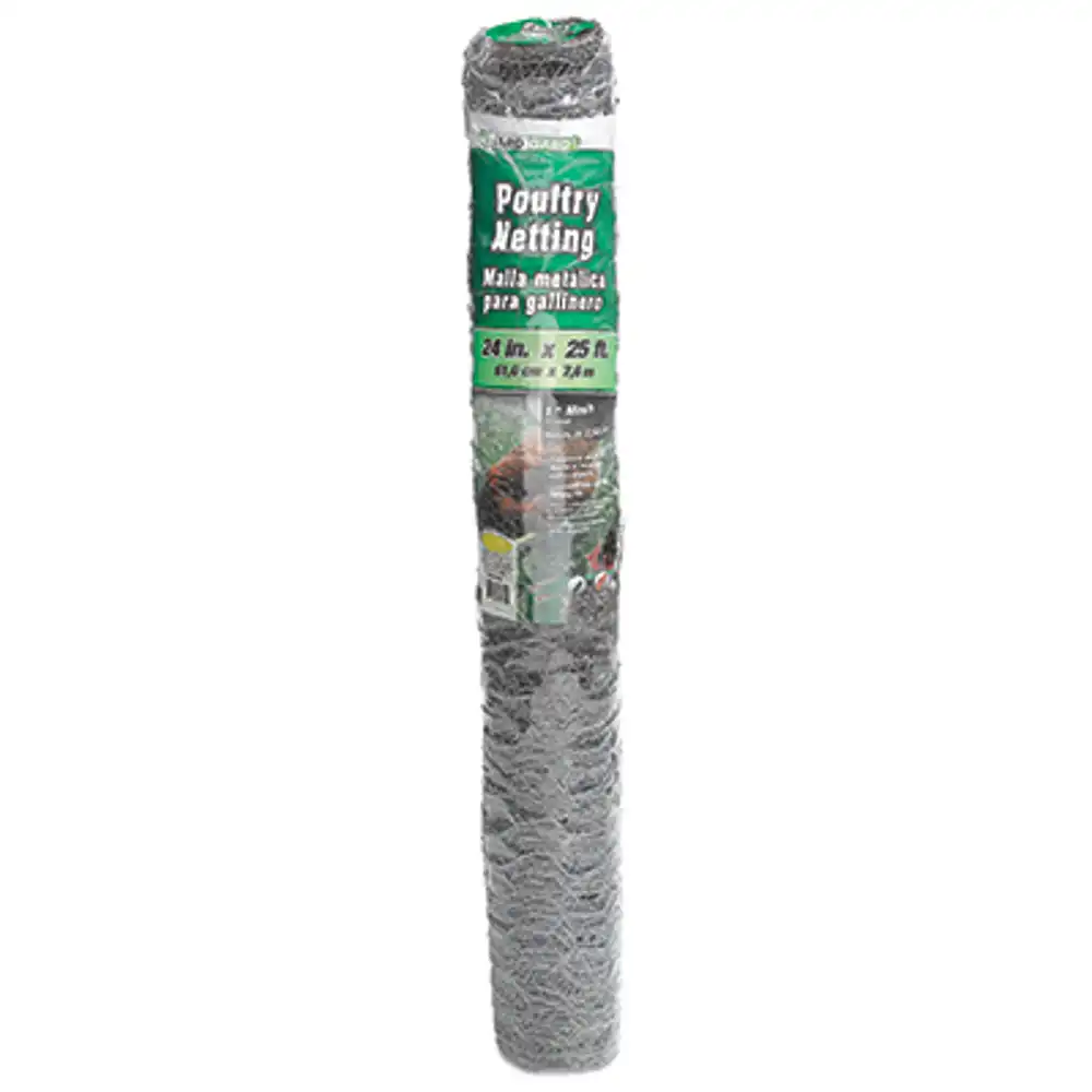 poultry netting, galvanized steel, 1 in. mesh, 24 in. x 25 ft.