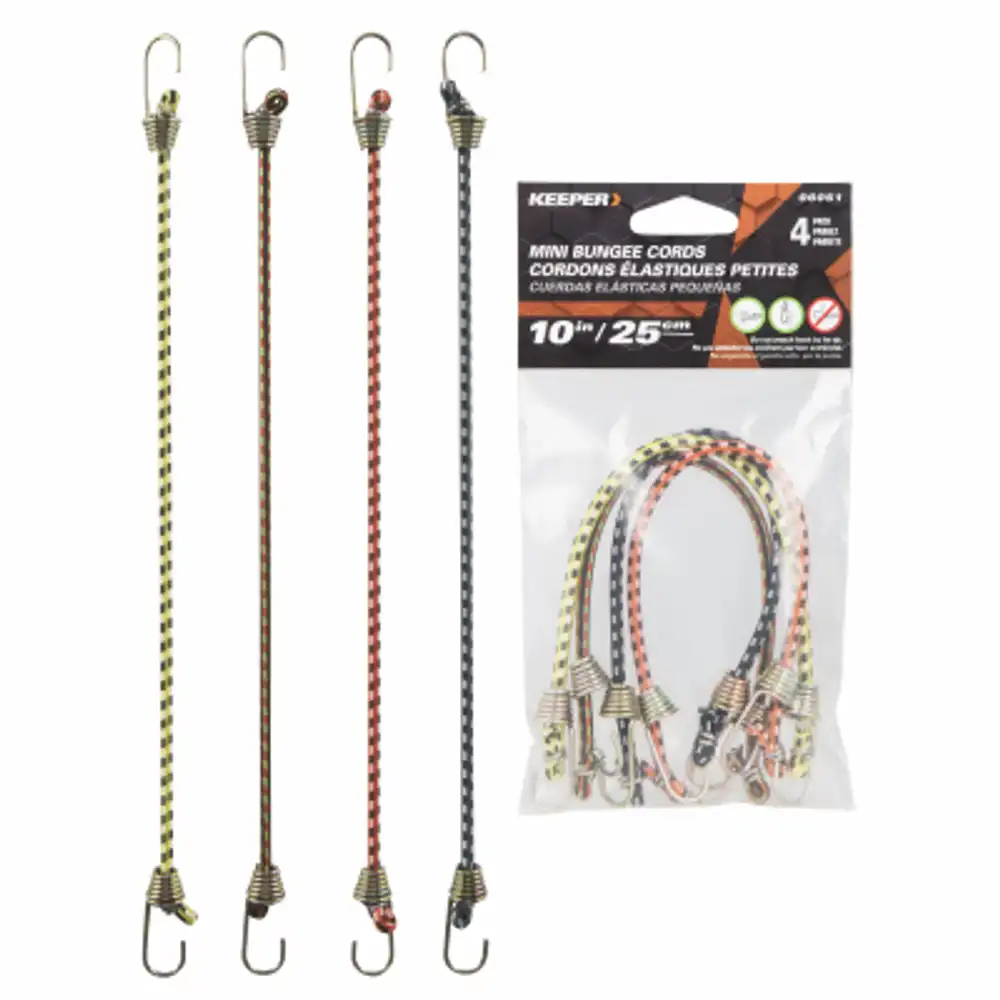 mini bungee cord, 10 in., 4-pk.