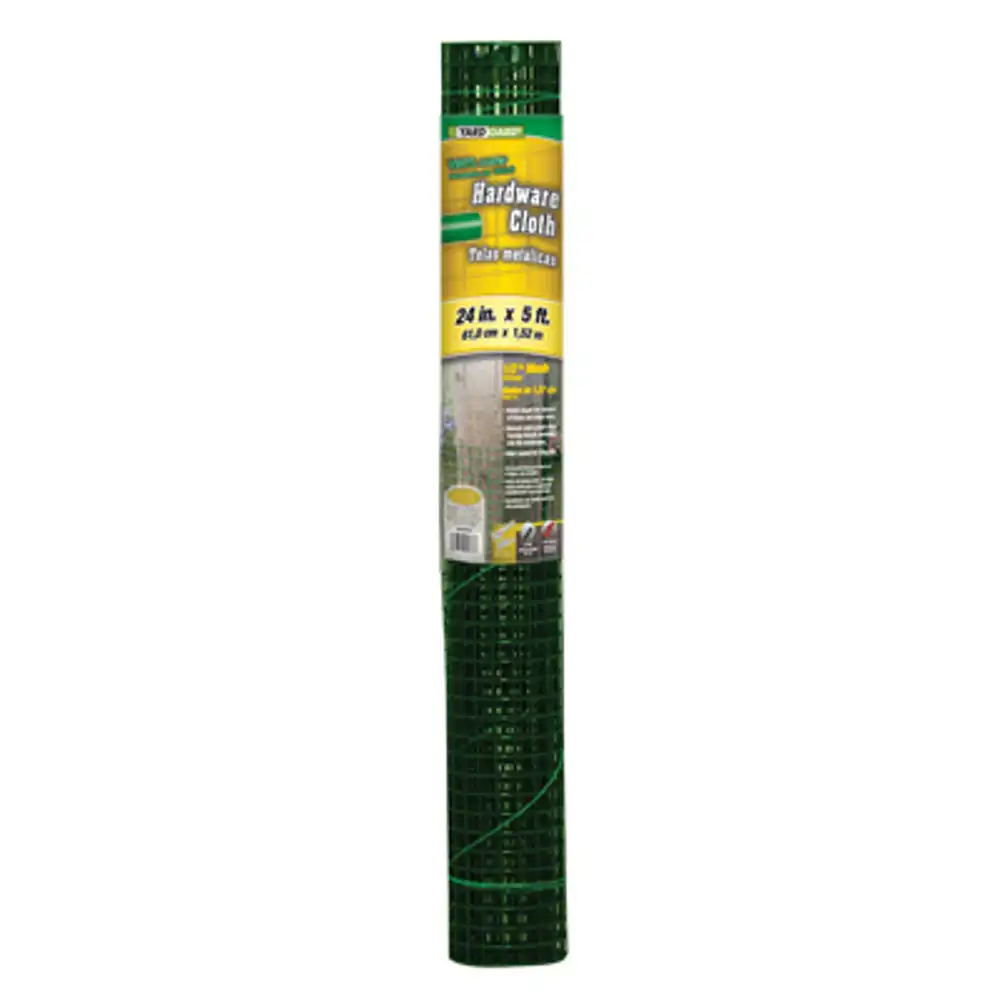 galvanized metal hardware cloth fence, green pvc coating, 24-in. x 5-ft.