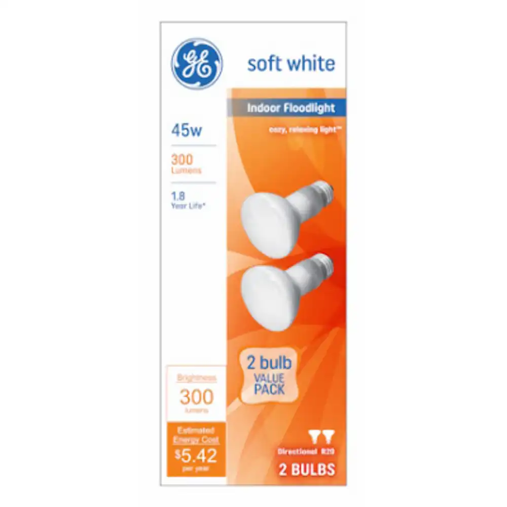 indoor floodlight bulbs, 45 watt, 2-pk.