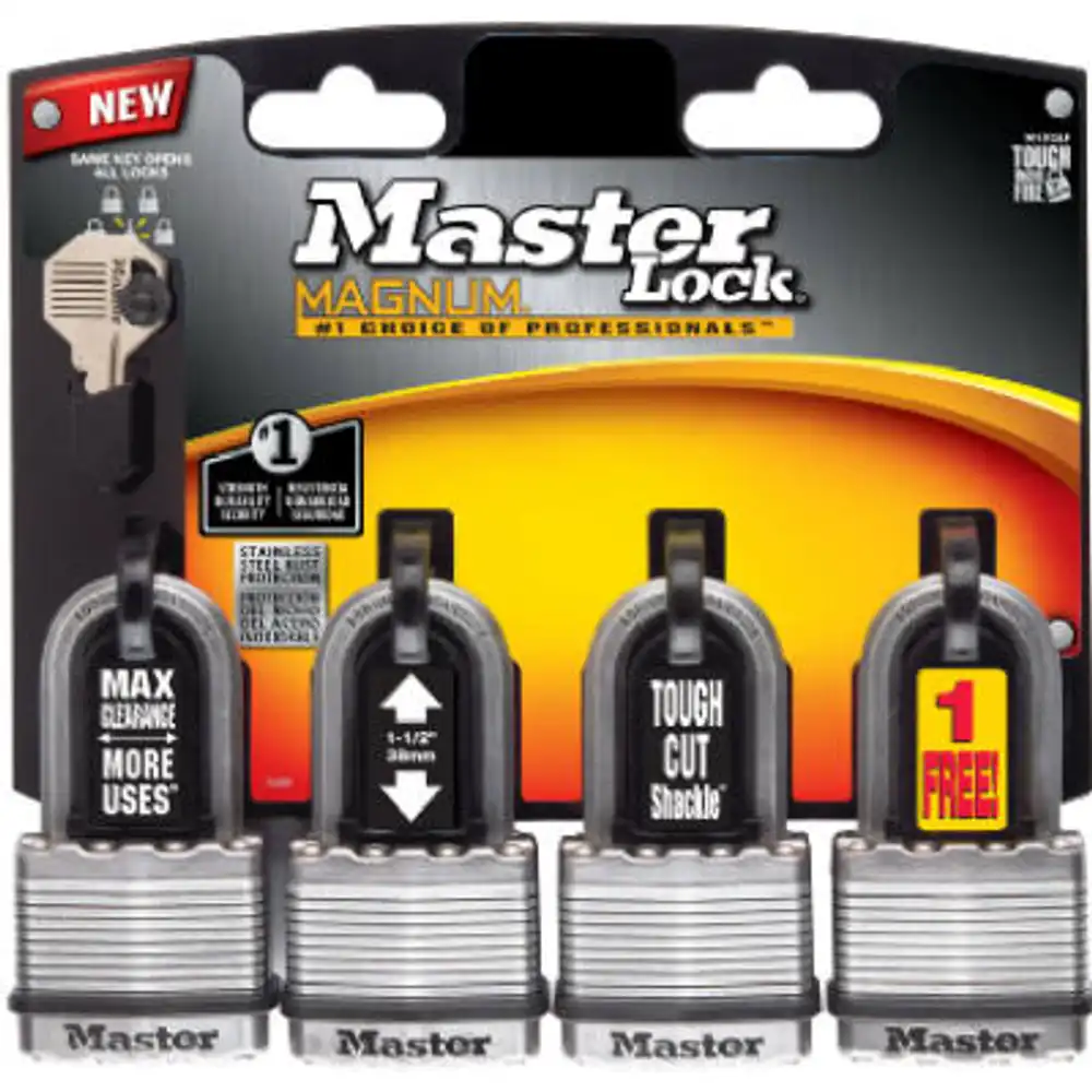 magnum keyed laminated padlocks, 4-pack, 1-3/4 in.